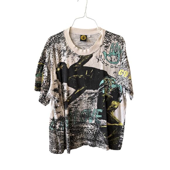 Vintage 80s Body Glove Shirt Men's Small AOP Surfing Graphic USA Single Stitch